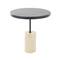 20.5" Black Wood Accent Table with Ivory Marble Base